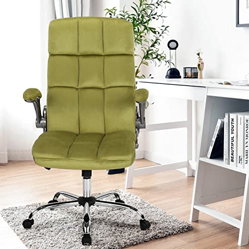 KCREAM Office Chair,Velvet Chair Executive Chair Desk Chair, High Back Adjustable Tilt Angle and Flip-up Arms and Thick Padding for…