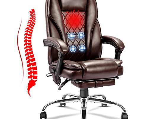 NOBLEMOOD Heating Massage Office Chair Ergonomic High Back Reclining Computer Chair Height Adjustable Swivel Executive Desk Chairs with Footrest and…