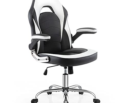 Gaming Chair, Racing Style Bonded Leather Gamer Chair, Ergonomic Office Chair Computer Desk Executive Chair with Adjustable Height and Flip-Up…
