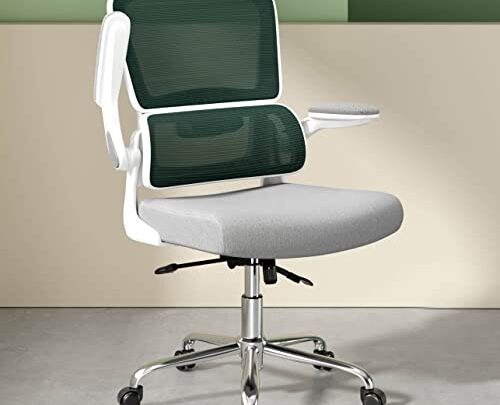 Logicfox Ergonomic Office Chair, Breathable Mesh Chair with Adjustable Height, Computer Chair with a Double Lumbar Support and Flip-up Arms,…