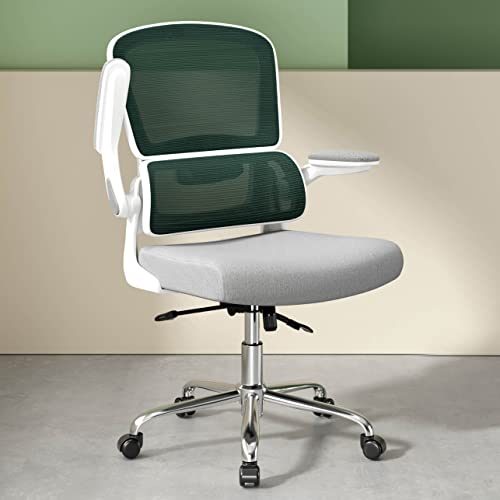 Logicfox Ergonomic Office Chair, Breathable Mesh Chair with Adjustable Height, Computer Chair with a Double Lumbar Support and Flip-up Arms,…