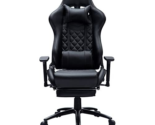 Blue Whale Heavy Duty Gaming Chair with Footrest and Massage, 350LB Weight Capacity Metal Base Office Chair with 3D Adjustable…