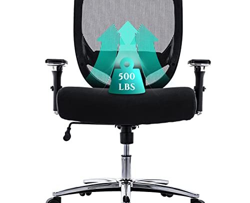 Big and Tall Office Chair 500lbs, Heavy Duty Ergonomic Mesh Chair, Computer Executive Desk Chair with Wide Thick Seat, 4D…