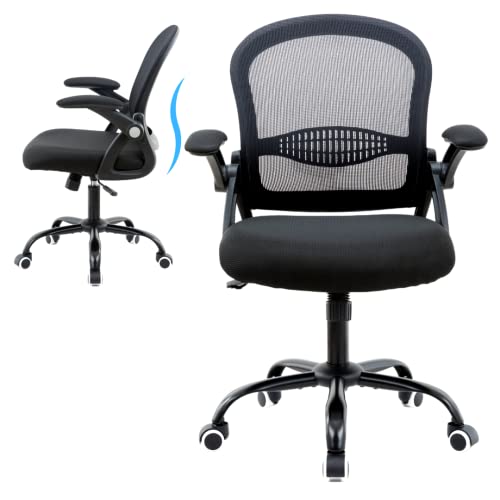 Office Chair,Ergonomic Home Office Chair,Breathable Mesh Task Chair,Adjustable Mid-Back Computer Chair,Desk Chair with Flip-up Armrests,360° Swivel Office Chairs with Memory…
