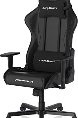 DXRacer Formula Gaming Chair, Top-Notch Synthetic Leather, 3D Armrests, Adjustable Recline with Memory Foam Headrest and Lumbar Support, Standard, Black