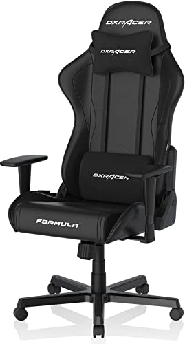 DXRacer Formula Gaming Chair, Top-Notch Synthetic Leather, 3D Armrests, Adjustable Recline with Memory Foam Headrest and Lumbar Support, Standard, Black