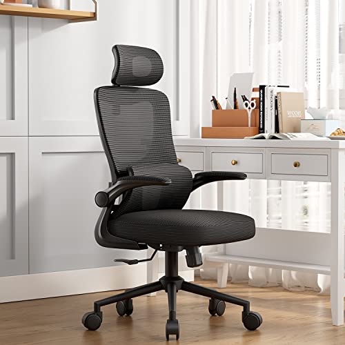 Office Chair Height-Adjustable Ergonomic Desk Chair with Self-Adaptive Lumbar Support, Breathable Mesh Computer Chair High Back Swivel Task Chair with…