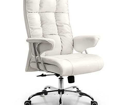 neo chair Office Chair Computer Desk Chair Gaming – Ergonomic High Back Cushion Lumbar Support with Wheels Comfortable White Upholstered…