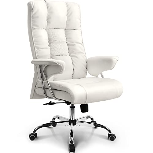 neo chair Office Chair Computer Desk Chair Gaming – Ergonomic High Back Cushion Lumbar Support with Wheels Comfortable White Upholstered…