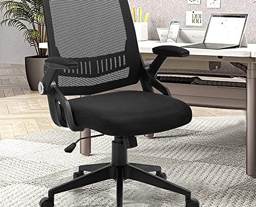 Nobofeeling Office Desk Chair, Mid-Back Mesh Task Computer Chair with 90° Flip-up Arms, Height Adjustable & Thick Cushion, Home Chair…