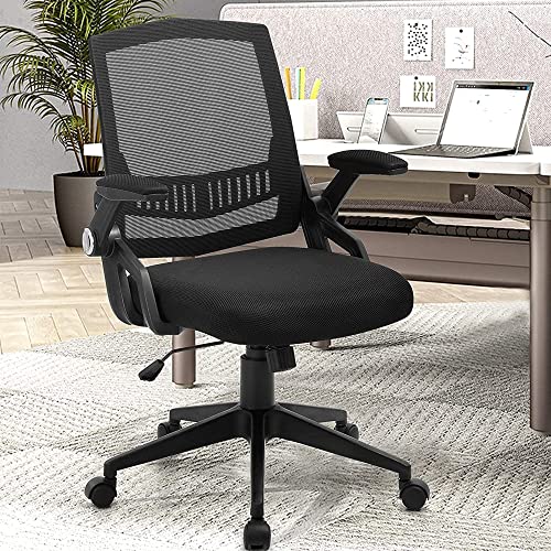 Nobofeeling Office Desk Chair, Mid-Back Mesh Task Computer Chair with 90° Flip-up Arms, Height Adjustable & Thick Cushion, Home Chair…