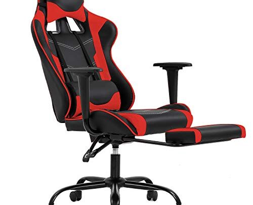 Gaming Chair Office Chair Ergonomic Desk Chair with Footrest Arms Lumbar Support Headrest Swivel Rolling High Back Racing Computer Chair…