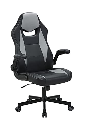 Ergonomic Gaming Chair, Comfortable Gaming Chair,Computer Chair Leather Desk Chair Mesh Adjustable Swivel Gaming Office Chair(Black/Grey)