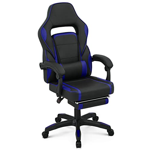 MoNiBloom Racing Style Gaming Chair with Extendable Footrest Reclining Back & Padded Armrests, 360 Degree Swivel High Back PC Computer…