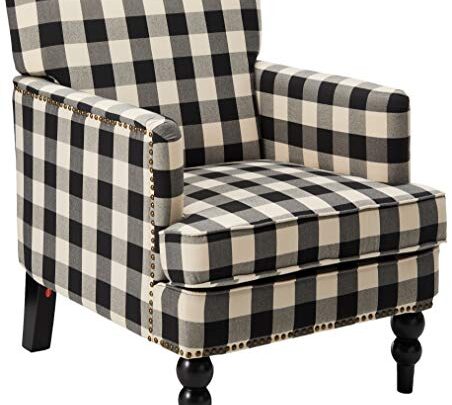 Christopher Knight Home Evete Tufted Fabric Club Chair, Black Checkerboard