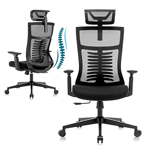 Office Chair,Ergonomic Home Task Chair,Adjustable Big Home Office Chairs with Lumbar Support,Breathable Fishnet Mesh Backrest Computer Chair with Adjust Headrest,Tall…