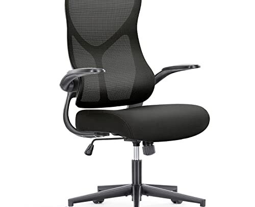 Office Chair, Ergonomic Desk Chair with Flip-up Arms, Breathable Mesh Computer Chair with Lumbar Support, Height Adjustable High Back Swivel…