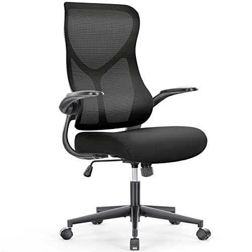 Office Chair, Ergonomic Desk Chair with Flip-up Arms, Breathable Mesh Computer Chair with Lumbar Support, Height Adjustable High Back Swivel…