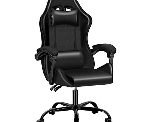Backrest and Seat Height Adjustable Swivel Recliner Racing Office Computer Ergonomic, Without footrest,440lb Capacity Video Game Chairs, Black