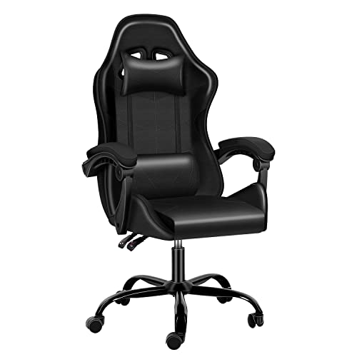 Backrest and Seat Height Adjustable Swivel Recliner Racing Office Computer Ergonomic, Without footrest,440lb Capacity Video Game Chairs, Black