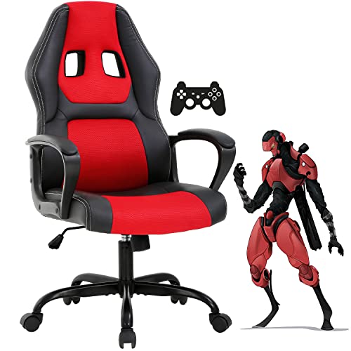 Gaming Chair PC Computer Chair Office Chair for Adult Teen Kids, Ergonomic PU Leather Gamer Chair with Lumbar Support High…