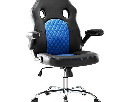 Gaming Chair Ergonomic Office Chair PU Leather Computer Chair High Back Desk Chair Adjustable Swivel Task Chair with Lumbar Support/Flip-up…