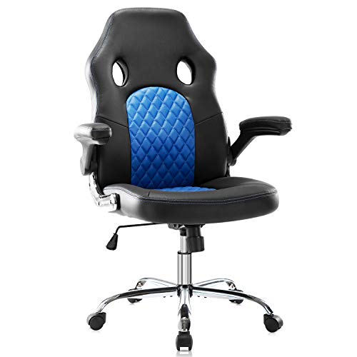 Gaming Chair Ergonomic Office Chair PU Leather Computer Chair High Back Desk Chair Adjustable Swivel Task Chair with Lumbar Support/Flip-up…
