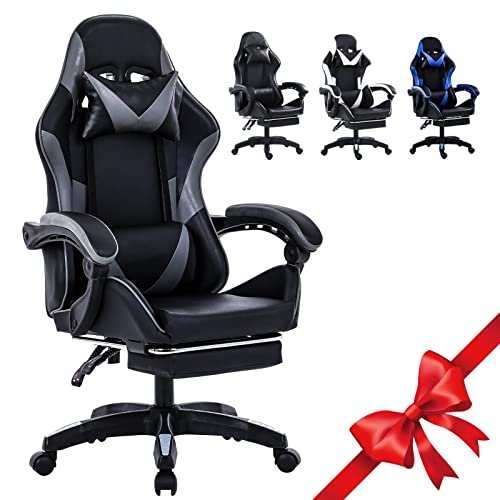 Gaming Chair with Footrest-Gaming Computer Chair,PC Computer PU Leather Chairs, Racing Recliner Gamer Chair Ergonomic Backrest Height Adjustment Swivel with…