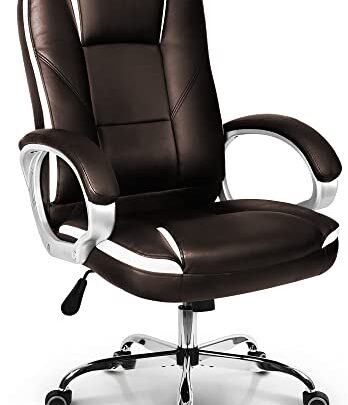 neo chair Office Chair Computer Desk Chair Gaming – Ergonomic High Back Cushion Lumbar Support with Wheels Comfortable Brown Leather…