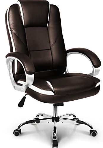 neo chair Office Chair Computer Desk Chair Gaming – Ergonomic High Back Cushion Lumbar Support with Wheels Comfortable Brown Leather…