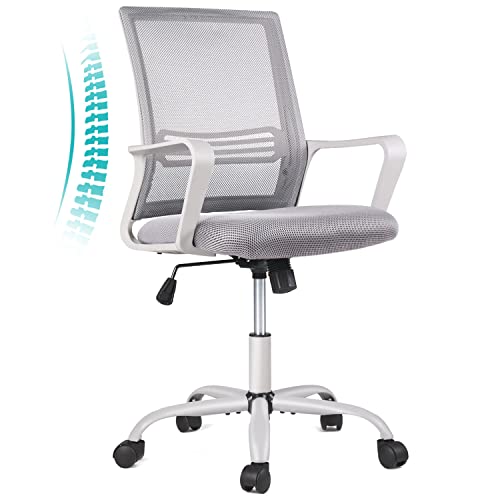 Office Chair, Desk Chair Ergonomic Mesh Office Chair Mesh Grey Computer Chair, Home Office Desk Chairs with Wheels, Mid Back…