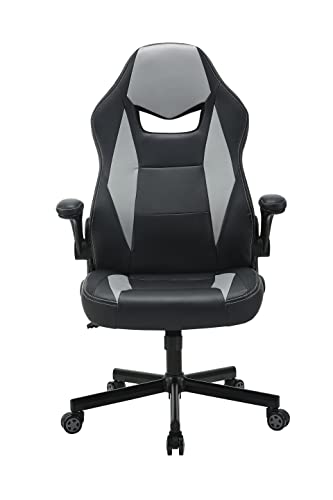 Gaming Chair Leather Office Desk Chair Adjustable Heigh Ergonomic Office Chair with Lumbar Support and Flip Up Armrest, Rocking Swivel…