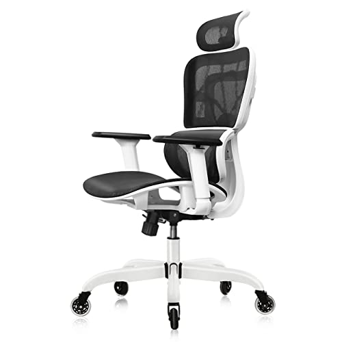 FelixKing Office Chair, Ergonomic Desk Chair with 3D Adjustable Headrest and Armrests Lumbar Support and Silver Wheels Reclining High Back…