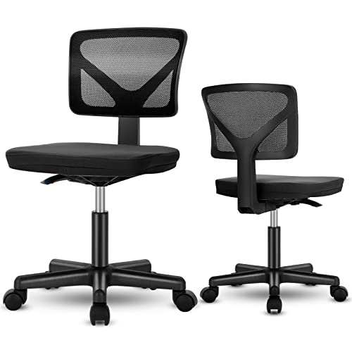 Armless Mesh Office Chair, Ergonomic Computer Desk Chair, No Armrest Small Mid Back Executive Task Chair with Lumbar Support and…