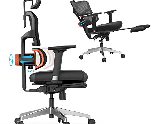 Newtral Ergonomic Office Chair with Footrest- High Back Desk Chair with Unique Adjustable Lumbar Support, Seat Depth Adjustment, Tilt Function,…