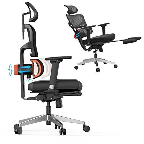 Newtral Ergonomic Office Chair with Footrest- High Back Desk Chair with Unique Adjustable Lumbar Support, Seat Depth Adjustment, Tilt Function,…