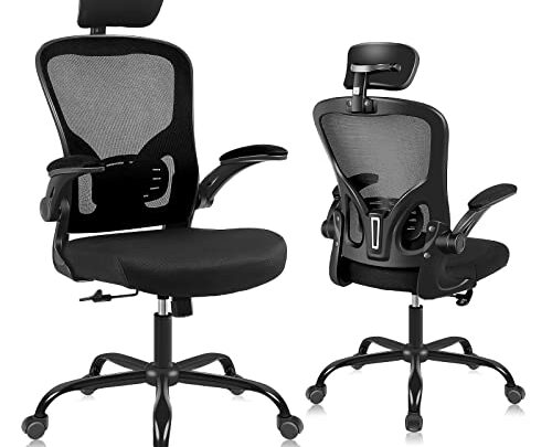 Flysky Ergonomic Office Desk Chair Breathable Mesh Swivel Computer Chair, Lumbar Back Support Task Chair, Office Chairs with Headrest and…