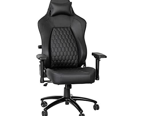 Flash Furniture Falco Ergonomic Adjustable Gaming Chair LeatherSoft/Black Stitching-High Back-4D Armrests-Headrest Pillow Lumbar Support, 1 Pack