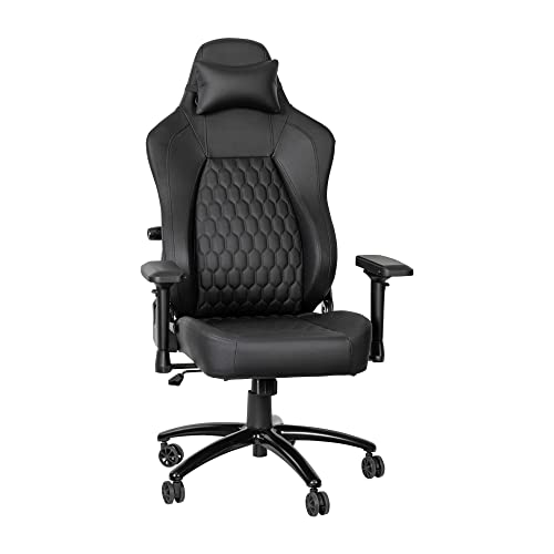 Flash Furniture Falco Ergonomic Adjustable Gaming Chair LeatherSoft/Black Stitching-High Back-4D Armrests-Headrest Pillow Lumbar Support, 1 Pack