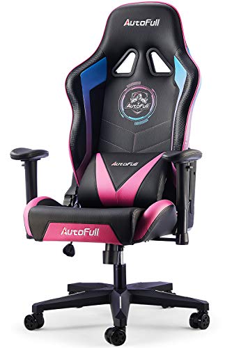 AutoFull Gaming Chair 4.3in Seat Cushion Ergonomic Gamer Chair High Back Computer Gaming Chair Wear-Resistant Super Soft PU Leather with…