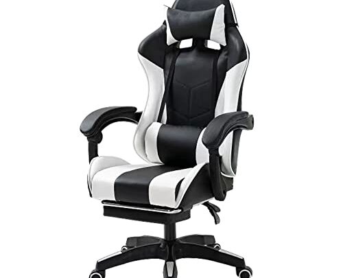 Gaming Chair, Computer Racing Chair with Footrest and Lumbar Support, Ergonomic High Back Office Chair with Headrest, Executive Swivel Rolling…