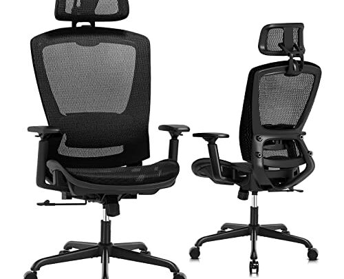 ELABEST Ergonomic Office Chair,Big and Tall Desk Chair,Mesh High Back Computer Chair with Adjustable Lumbar Support,3D Headrest & Armrest,Tilt Function,Comfortable…