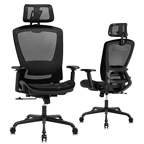 ELABEST Ergonomic Office Chair,Big and Tall Desk Chair,Mesh High Back Computer Chair with Adjustable Lumbar Support,3D Headrest & Armrest,Tilt Function,Comfortable…