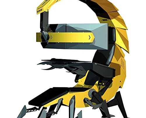 Fly YUTING Gaming Ergonomic Computer Cockpit Chair with Led Lights, Comfortable Racing Simulator Game Chair with Hanging 3 Screens,Yellow