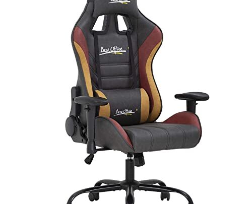 Office Chair PC Gaming Chair Ergonomic Racing Computer Chair with Lumbar Support Headrest Adjustable Armrest Rolling Swivel Desk Chair PU…