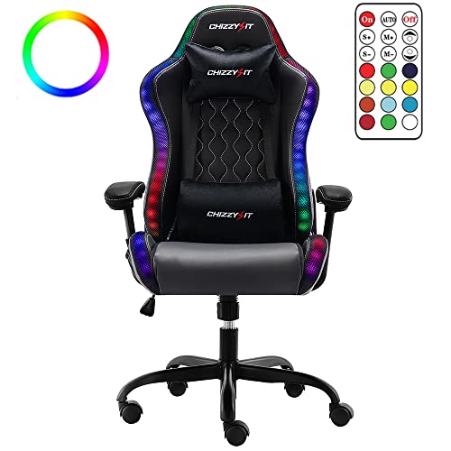 Gaming Chair with RGB LED Lights for 8-14, Video Game Chair, Ergonomic Racing Chair with Adjustable Lumbar Support and Headrest,Reclining…