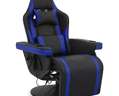 MoNiBloom Gaming Recliner Chair with Speaker Massage Gaming Chair with Detachable Lumbar Pad and Headrest, Ergonomic Theater Chair Living Room…