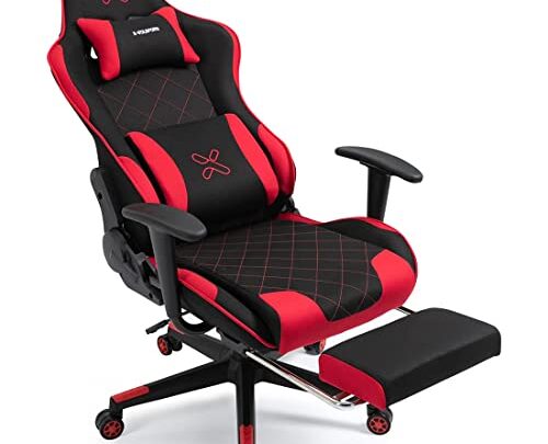 X-VOLSPORT Computer Chair Office Chair Gaming Chair with Footrest, Racing Style Fabric Ergonomic Video Game Chair with Headrest and Lumbar…