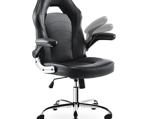 Gaming Chair – Ergonomic Office Chair Desk Chair with Flip-up Armrest and Height Adjustable Splicing PU Leather Computer Chair for…