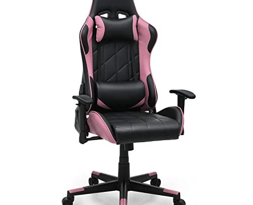 MoNiBloom Ergonomic PC Gaming Chair Comfortable Racing Style Gamer Chair Home Office Leather Desk Chair, Adjustable Lumbar Support & Headrest…